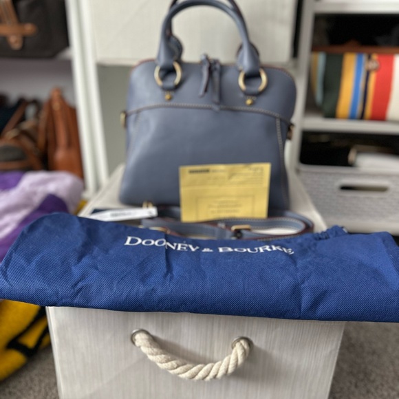 Dooney and Bourke Florentine Leather Cameron Satchel - Steel Blue - Picture 6 of 11